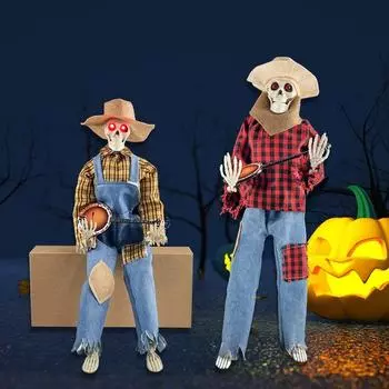 Хэллоуин Банджо Скелеты Фигурки ПВХ Статуэтки Модели Скелетов Коллекции Садовые Украшения Игрушки Хэллоуин Скелет Скульптура