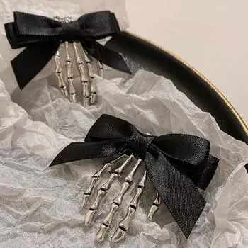 Хэллоуин бант череп клип скелет призрак рука кость шпилька винтаж панк готика