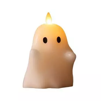 Хэллоуин Беспламенная свеча Сложенный фонарь Джека Светодиодная свеча Светящаяся тыква Привидение Свечная лампа для каминной полки Обеденного стола A