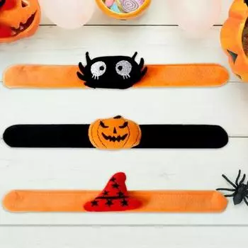 Хэллоуин браслет весело тыква паук шляпа ведьмы шлепок браслет Хэллоуин вечерние аксессуары для детей и взрослых чёрный