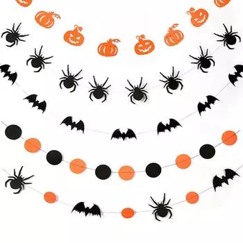 Хэллоуин Бумажная Гирлянда С 4М Веревкой Оранжевый Черный Летучая Мышь Паук Тыква Для Хэллоуина Вечеринка Дома DIY Подвесной Орнамент Украшения Поставки Black bat