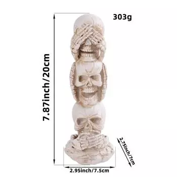 Хэллоуин Цельная смоляная фигурка черепа, Украшение ужасов для фестиваля призраков, Настольная фигурка черепа, Реквизит DD1-19 Three skull ornaments
