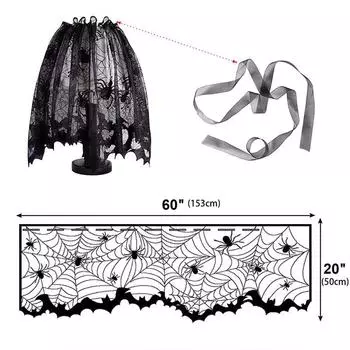 Хэллоуин Чехол от пыли Украшение для вечеринки на Хэллоуин Украшение на Хэллоуин Готический стиль Паутина Дизайн с лентой 50x153см 50x153cm чёрный