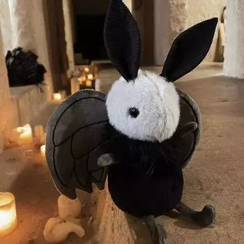 Хэллоуин Человек-мотылек Скелет мотылька Мягкая кукла-подделка Праздничное украшение для успокоения Мягкий Тыквенный Человек-мотылек Подарок для мальчика 20CM чёрный