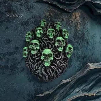 Хэллоуин Череп Фигурка настенная светящаяся в ночи скелет голова декор ужас смола домашнее украшение для спальни гостиной A