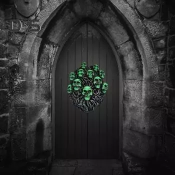 Хэллоуин Череп Фигурка настенная светящаяся в ночи скелет голова декор ужас смола домашнее украшение для спальни гостиной A