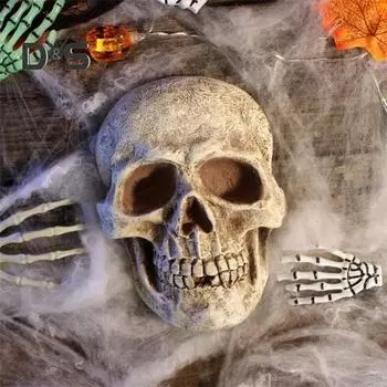 Хэллоуин Череп Фигурка Украшение для костра Жуткая тыква Керамическая Статуя Скульптура Для дома и улицы Сад Домашний Офис Настольное Украшение 1pc