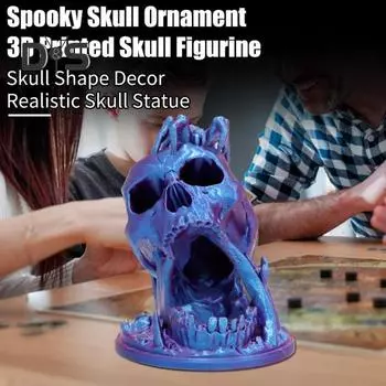 Хэллоуин Череп Фигурка Жуткий 3D Печатный Череп Паука Статуэтка из Смолы Скульптура Домашний Офис Рабочий Стол Книжная Полка Украшение Орнамент Фестиваль Подарок синий/красный