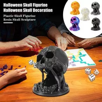 Хэллоуин Череп Фигурка Жуткий 3D Печатный Череп Смола Статуя Скульптура Домашний Офис Настольный Книжная Полка Украшение Орнамент Фестиваль Подарок фиолетовый