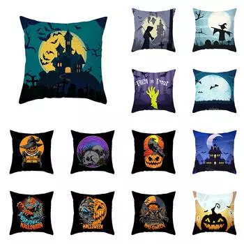 Хэллоуин Череп Кошка Террор Тыква Летучая мышь с принтом квадратная наволочка для дома, гостиной, украшения дивана, наволочка 45x45 см 40X40CM