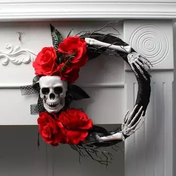 Хэллоуин Череп Красная Роза Гирлянда