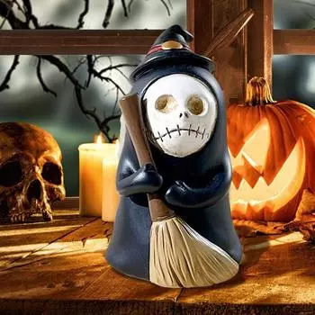 Хэллоуин Череп Призрак Статуэтка Черная Скульптура Главная Призрак Статуэтка Из Смолы Жуткий Офис Книжная Полка Рабочий Стол 1