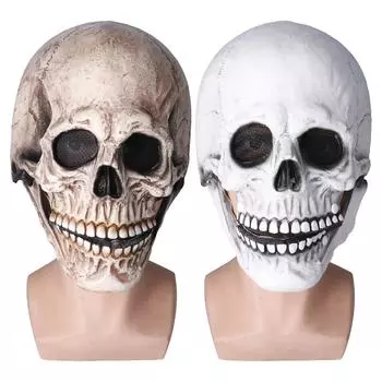 Хэллоуин Череп шлем латекс подвижная челюсть полный череп шлем праздничная вечеринка украшение косплей Cos Dark Gray