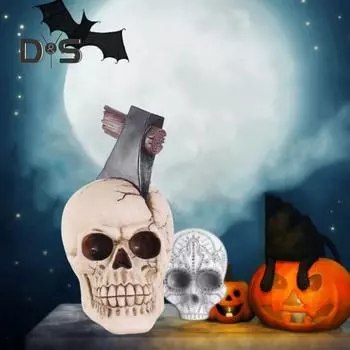 Хэллоуин Череп Статуэтка Жуткий Череп Смола Статуя Скульптура Домашний Офис Настольный Книжная Полка Украшение Крытый Открытый Сад Орнамент D