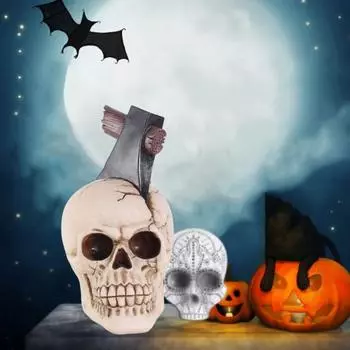 Хэллоуин Череп Статуэтка Жуткий Череп Смола Статуя Скульптура Домашний Офис Настольный Книжная Полка Украшение Крытый Открытый Сад Орнамент
