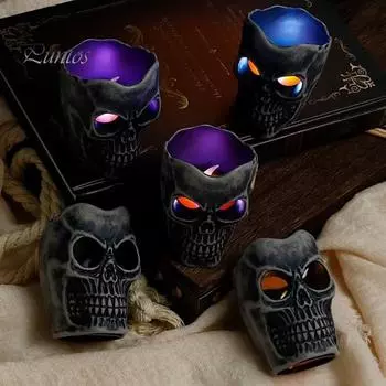 Хэллоуин Череп Свеча Украшения Жуткий Скелет Статуя Настольный Декор Для Уличного Двора Кладбища Товары Для Вечеринки Хэллоуин Skull