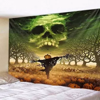 Хэллоуин Череп Тыква Фонарь Гобелен Настенный Висячий Фонарь Дом С Привидениями Летучая Мышь Ужас Домашнего Общежития Праздничное Украшение 100x75cm