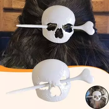 Хэллоуин Череп Заколка Для Волос Готический Пластиковый Череп Вилка Для Волос Белый Скелет Заколка Для Волос белый
