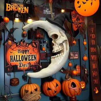 Хэллоуин Черепа Смола Тыквы Луна Ведьма Подарок Персонализированное Украшение Домашние Украшения Украшения One Size белый
