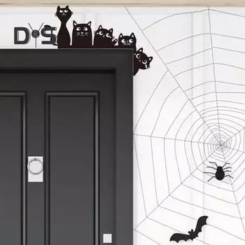 Хэллоуин Черная кошка дверная накладка деревянный дверной уголок декор очаровательная черная кошка тема отточенный офис праздничный декор чёрный