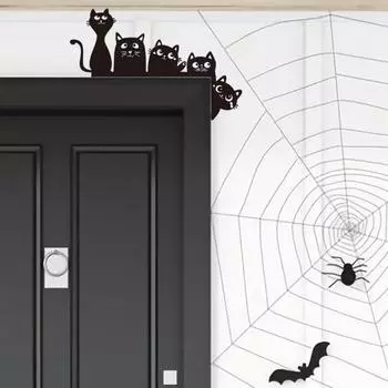 Хэллоуин Черная кошка дверная накладка деревянный дверной уголок декор очаровательная черная кошка тема отточенный офис праздничный декор чёрный