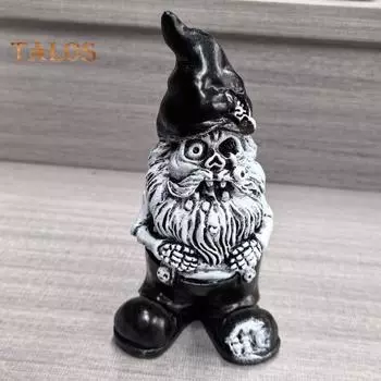 Хэллоуин Черная кошка Скелет Фигурка Жуткий Костяной Гном Статуэтка Из Смолы Скульптура Домашний Офис Книжная Полка Украшение Рабочего Стола Праздничный Орнамент B