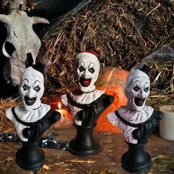 Хэллоуин Черно-Белый Человек Статуэтка Жуткий Цилиндр Клоун Смола Статуя Скульптура Домашний Офис A