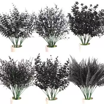 Хэллоуин Черное искусственное растение Виноградная лоза Эвкалипт Персидский лист папоротника Пластиковый искусственный цветок Трава Домашняя вечеринка Сад Декор Реквизит для фотографий persian grass белый