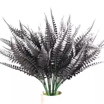 Хэллоуин Черное искусственное растение Виноградная лоза Эвкалипт Персидский лист папоротника Пластиковый искусственный цветок Трава Домашняя вечеринка Сад Декор Реквизит для фотографий persian grass белый