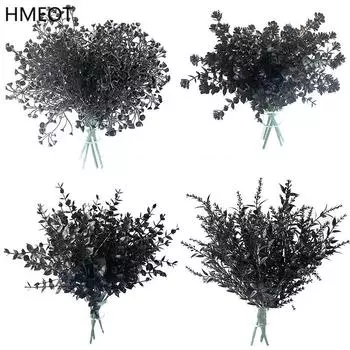 Хэллоуин Черное искусственное растение Виноградная лоза Эвкалипт Персидский лист папоротника Пластиковый искусственный цветок Трава Домашняя вечеринка Сад Декор Реквизит для фотографий