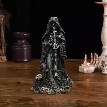 Хэллоуин черный халат фигурка скелета готический крест скелет статуя из смолы скульптура домашний офис настольный книжная полка украшение орнамент фестиваль подарок C