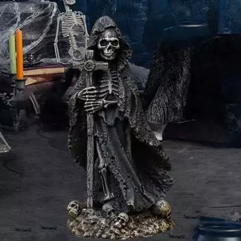 Хэллоуин черный халат фигурка скелета готический крест скелет статуя из смолы скульптура домашний офис настольный книжная полка украшение орнамент фестиваль подарок A
