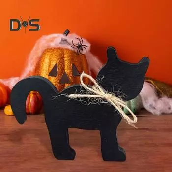 Хэллоуин Черный Кот Деревянный Знак Многоуровневый Поднос Настольный Блок Знак Фигурка Кота Деревенский Фермерский Дом Осенний Декор для Хэллоуина Домашняя Полка Декор Для Вечеринки Cat