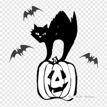 Хэллоуин черный прозрачный черный кот утюг на теплопередаче печать виниловые нашивки наклейки для одежды DIY аппликации моющиеся нашивки