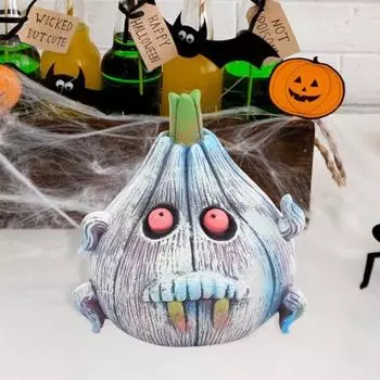 Хэллоуин Чеснок Призрак Статуэтка Жуткая Голова Лука Статуэтка Из Смолы Скульптура Домашний Офис Настольное Украшение Орнамент Подарок На Фестиваль A