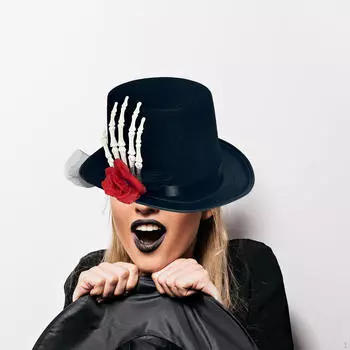 Хэллоуин Цилиндр Взрослые Черный Скелет для Одевания Косплей Карнавал Vertical hand