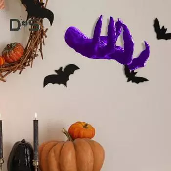 Хэллоуин Дьявольская рука Статуэтка Настенное крепление для дома и офиса Статуэтка Коготь демона Жуткая рука ведьмы Скульптуры из смолы Настенное украшение Орнамент