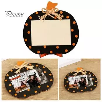 Хэллоуин деревянные фоторамки тыква клетчатый держатель для фотографий настольное украшение для дома ферма гостиная внутренний декор для вечеринки D