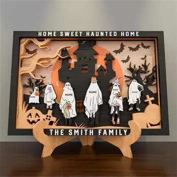 Хэллоуин Деревянные Поделки Трехмерные Настольные Украшения Декорации для Праздничной Атмосферы One Size