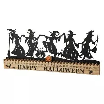 Хэллоуин Деревянный и Металлический Танцующий Силуэт Ведьмы Обратный Отсчет Настольная Табличка One Size
