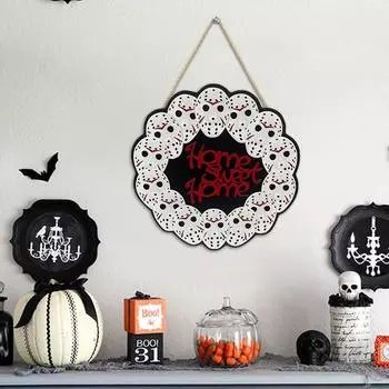 Хэллоуин Деревянный Плоский Декоративный Подвесной Знак Окружающий Внутренний Уличный Призрачный Вечеринка Домашний Дверной Знак S чёрный