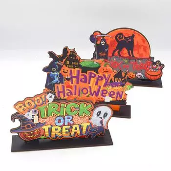 Хэллоуин деревянный стол для рукоделия тыква летучая мышь праздничное украшение настольные украшения