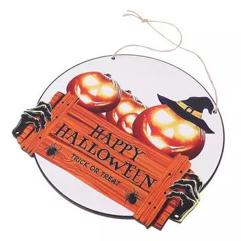 Хэллоуин Деревянный Знак Тыква В Шляпе Деревянный Знак Подходит Для Украшения Праздника Вечеринки