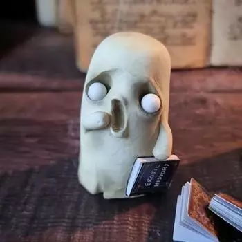 Хэллоуин держащая книгу фигурка призрака смола белая статуя призрака скульптура домашний офис A