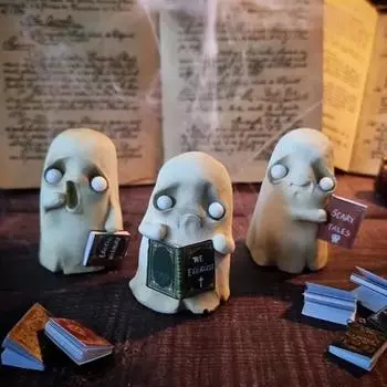 Хэллоуин держащая книгу фигурка призрака смоляная белая статуя призрака скульптура домашний офис книжная полка настольное украшение украшение для вечеринки