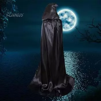 Хэллоуин Дети Косплей Плащ Завязка Темный Стиль Атласный С Капюшоном Свободная Длина Пола Чистый Цвет Унисекс Сценическое Шоу Накидка Ведьмы 80 cm