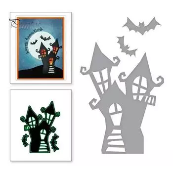 Хэллоуин Дом с привидениями Замок DIY Вырубной штамп Тиснение Скрапбукинг Трафарет