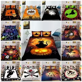 Хэллоуин Домашнее Постельное белье Пуховой комплект пододеяльников Спальня Пододеяльник Наволочка Одноместная/двуспальная кровать Полноразмерное украшение дома Постельные принадлежности Baby 100x135cm
