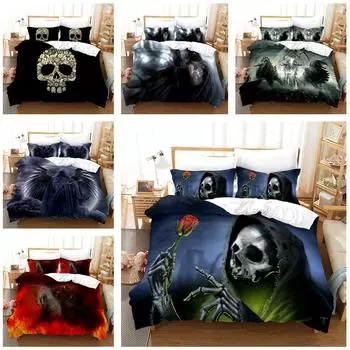 Хэллоуин домашний комплект постельного белья спальня с принтом черепа пододеяльник наволочка комплект постельного белья AU/EU/US полный размер украшения дома Baby 100x135cm