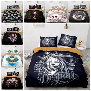 Хэллоуин домашний комплект постельного белья череп череп пододеяльник наволочка домашний комплект постельного белья AU/EU/US полный размер односпальная/двуспальная кровать Baby 100x135cm